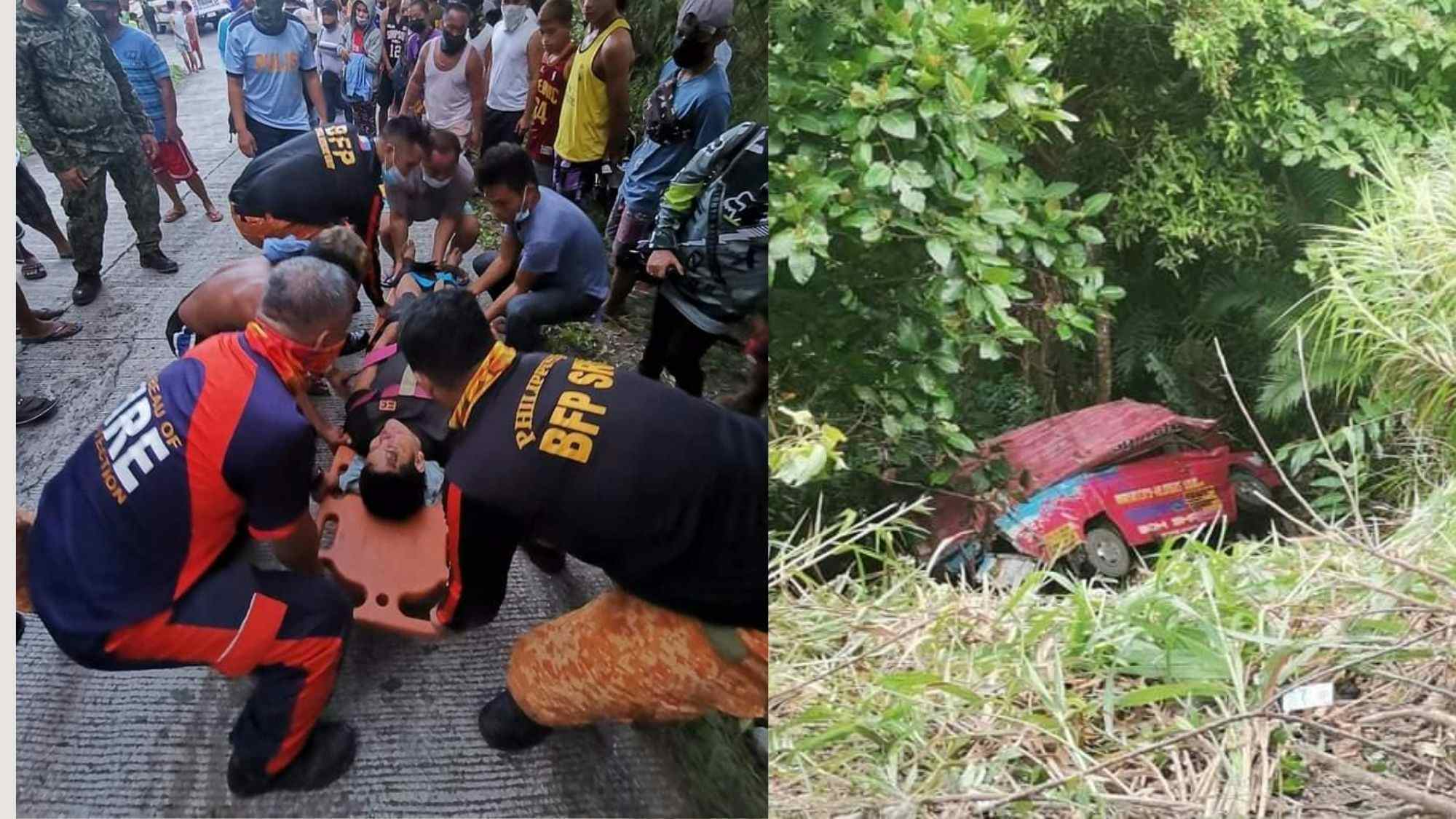  1 dead, 17 injured after multi-cab falls off cliff in S. Leyte
