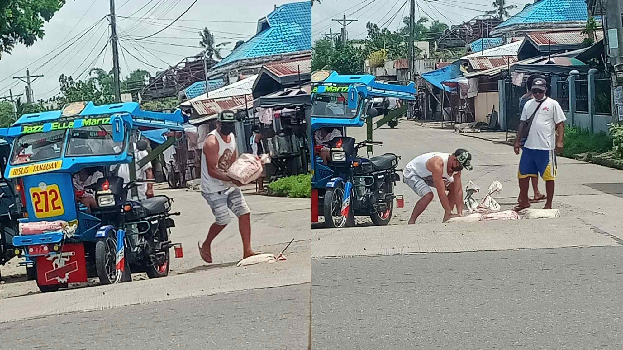 Tricycle driver praised for fixing dilapidated road photo by Nhar Berdan Palaña