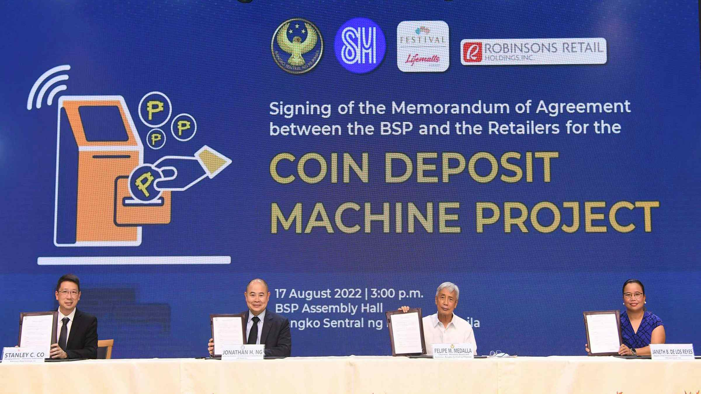 BSP, Retailers ink MOA on coin deposit machine